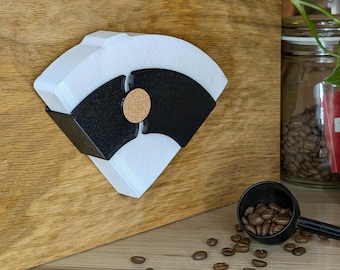 Coffee filter holder – Slim, foldable, adhesive, perfect for wall or cabinet storage – Compatible with Hario V60 01/02