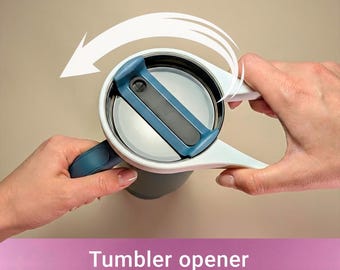 Lid opener compatible with Stanley Quencher | Turning aid for thermal mugs & tumblers. Opening aid for stuck screw-on lids.