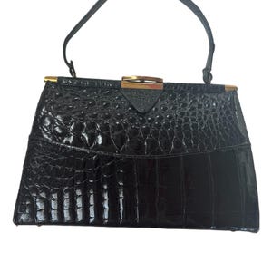 Vintage Vassar Schwarz Echte Alligator Handtasche