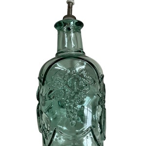 Vintage Decanter/Cruet Canadian 8.5" Pressed Glass Grapes Apple Pear Design