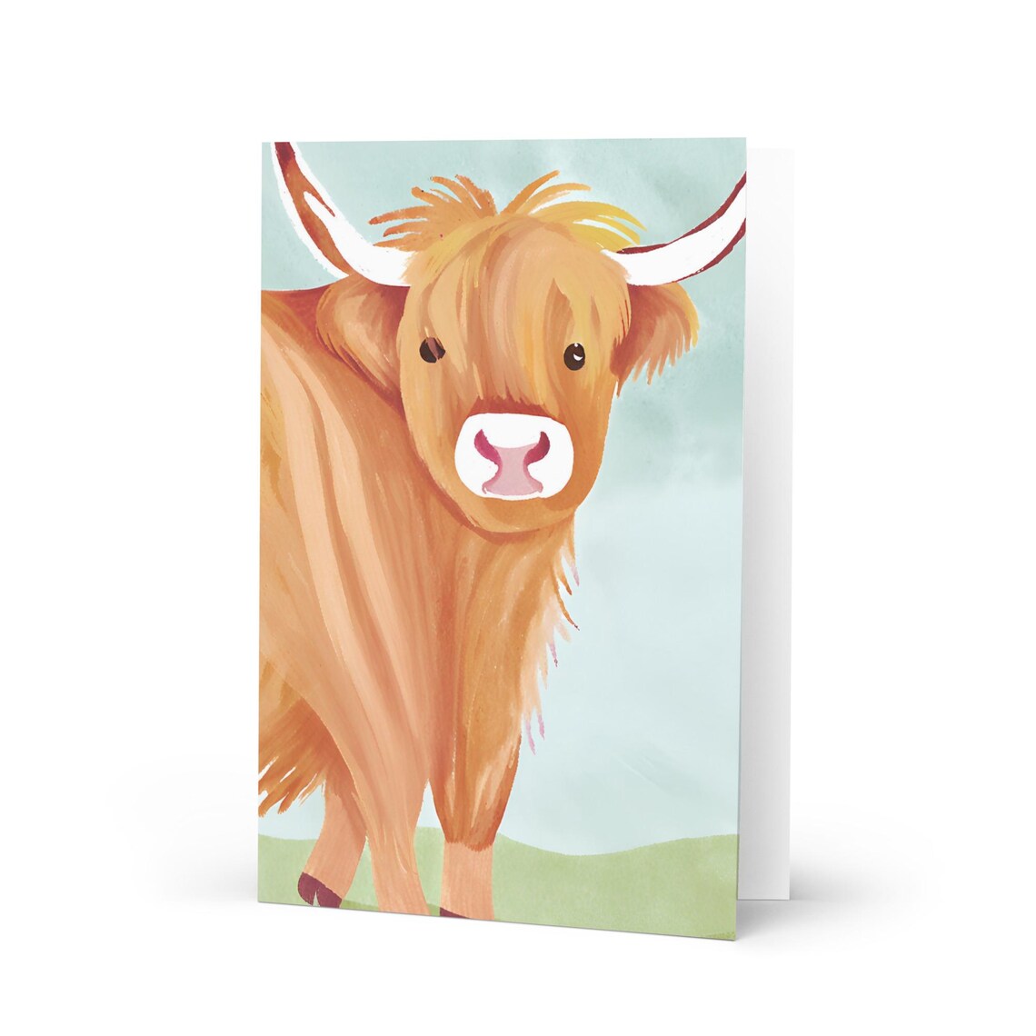 Highland Cow Birthday Card - 5x7 Inch Blank Inside For Multiple Occasions