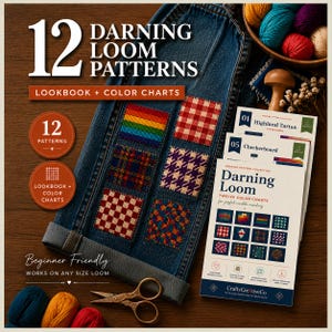 Speedweve Patterns, 12 Darning Loom Weaving Charts PDF, Beginner Darning Chart, Clothing Repair, Instant Download