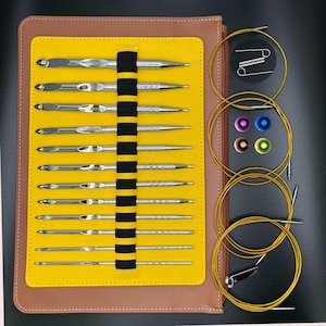 Interchangeable Metal Tunisian Crochet Hook Set-Nickel Plated Aluminum Crochet Hooks Interchangeable 3mm-10mm Ergonomic Crochet Hooks