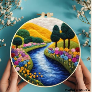 Scenery Needle Felting Kit, Wool Felting Embroidery Kit, Wool Roving, Needlepoint Kit, DIY Craft Kit Felt Painting Gift for Her DIY