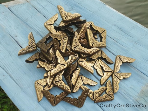 100 Pcs Metal Book Corner Protectors Vintage Style Scrapbooking Corner Guard Decorative