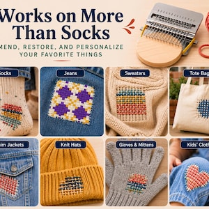 Visible Mending Kit, Mending Loom, Clothing Repair, Speedweve 14 Hooks, Christmas Gift for Mom image 2