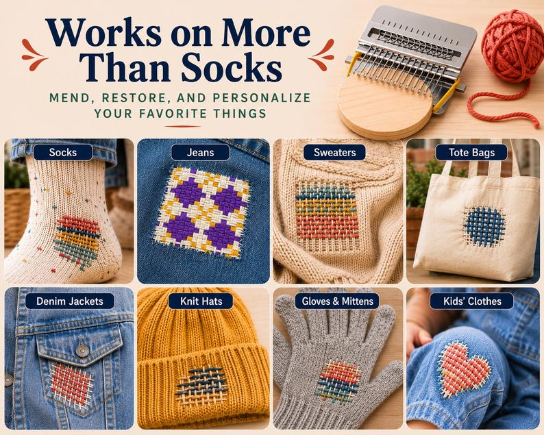 Visible Mending Kit, Mending Loom, Clothing Repair, Speedweve 14 Hooks, Christmas Gift for Mom image 2