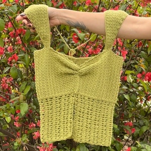 Crochet Summer Top Green, 100% Cotton Top, Handmade Crochet, Olive Crop Top for Women, Beach Clothes, Boho Top, Bohemian Crochet Top