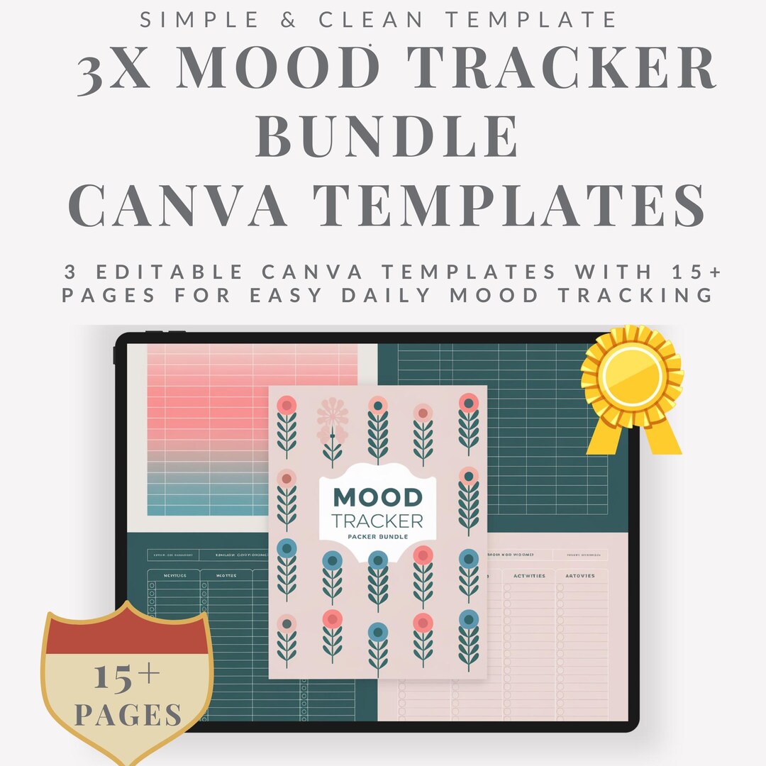 Mood Tracker Bundle – 3 Editable Canva Templates With 15+ Pages for ...