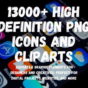 Ponad 13000 ikon i obiektów ClipArt w formacie PNG o wysokiej rozdzielczości | Uniwersalne elementy graficzne dla projektantów i osób kreatywnych | Idealne do projektów cyfrowych