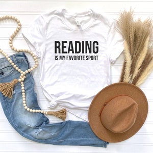 Reading is my favorite sport, Book Lover Tshirt, Reading Tshirt, Book Nerd Tee, Mom Shirt, Gift for Book Lover, Gift for Teacher image 3