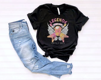 T-shirt rock et rock classique pour femme, t-shirt vintage, t-shirt mélomane, Lets Rock, t-shirt de concert vintage, t-shirt mélomane, t-shirt rétro