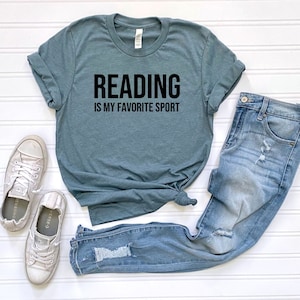 Reading is my favorite sport, Book Lover Tshirt, Reading Tshirt, Book Nerd Tee, Mom Shirt, Gift for Book Lover, Gift for Teacher image 6