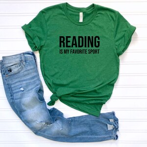 Reading is my favorite sport, Book Lover Tshirt, Reading Tshirt, Book Nerd Tee, Mom Shirt, Gift for Book Lover, Gift for Teacher image 2