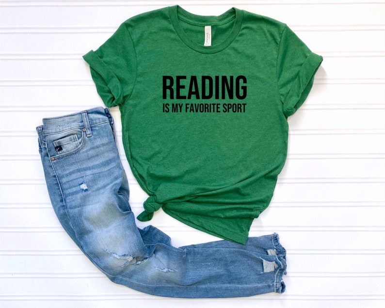 Reading is my favorite sport, Book Lover Tshirt, Reading Tshirt, Book Nerd Tee, Mom Shirt, Gift for Book Lover, Gift for Teacher image 2