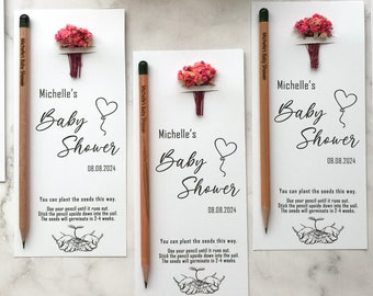 Custom baby shower seed pencils favors, wildflower seed favors for baby shower, wildflower baby shower favors, baby in bloom favors