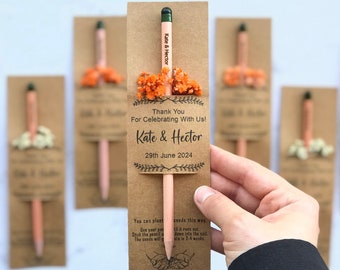 Personalized Eco Friendly Wedding Gifts For Guest, Plantable Seed Pencils Favors For Wedding Guest, Eco Friendly Engraved Seed Pencil Favors