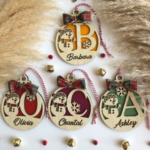 Personalized Christmas Ornaments With Name,Custom Wooden Christmas Tree Ornaments Noel,Xmas Decor,Christmas Gift Tag,Laser Cut Name Ornament