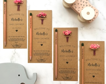 Baby Shower Favors - Baby in Bloom - For Guests in Bulk - Personalized Pencil Favors For Baby Shower - For Boy Girl or Gender Neutral