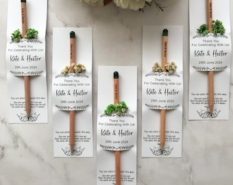 Recuerdos de boda personalizados y reciclables, lápices de semillas ecológicos para invitados, lápices de semillas sostenibles y plantables.