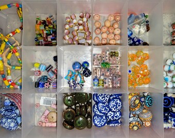 Box of Beads: Millefiore, Enamels, Ceramic, African Trade