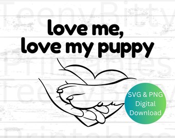Dog Paw Print svg, Dog Heart and Hand svg, Dog Paw png, Dog Heart and Hand png, Puppy Love svg & png, Cut Files for Cricut and Silhouette