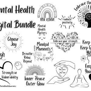 Mental Health SVG Bundle, Mental Health png, Mental Health svg, Positivity svg, Cut File Cricut, SVG, PNG, Digital Download, svg Files, png