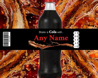 Personalised 'Share a Cola' Sticker Label for 500ml Bottle Black Wrapper Xmas Gift Idea Mother's Day Mothers Birthday (LABEL ONLY)