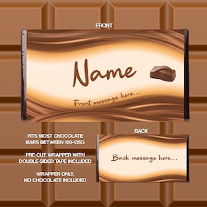 Personalised Wrapper to fit Chocolate Bar Birthday Father's Day Fathers Easter Christmas Xmas (WRAPPER ONLY)
