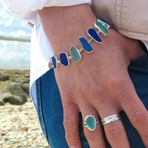 Sea Glass 9 Stone Toggle Bracelet | Sea Glass Jewelry | Sea Glass Bracelet | Bangle Bracelet | Beach Glass Bracelet | Seaglass Jewelry