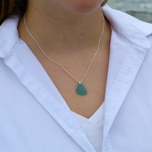 Sea Glass Organic Drop Necklace | Beach Glass Necklace | Sea Glass Jewelry | Sea Glass Necklace | Sterling Silver Necklace |Nautical Jewelry