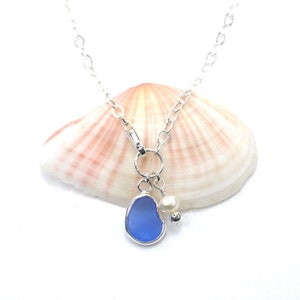 Sea Glass Anklet with Pearl | Sea Glass Jewelry | Sea Glass Anklet | Seaglass Anklet | Simple Anklet | Sterling Silver Anklet | Anklet