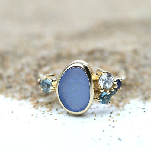 Divinity Sea Glass Engagement Ring Alternative Engagement - Etsy