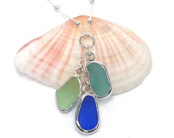 Sea Glass Bezel Wrap Cascade Necklace | Sea Glass Necklace | Simple Sea Glass Necklace | Everyday Necklace | Sea Glass Jewelry | Necklace