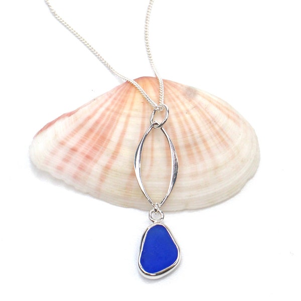 Marquis Sea Glass Charm Necklace | Tiny Charm Pendant | Teardrop Necklace | Sea Glass Necklace | Sea Glass Wedding Jewelry | Bridesmaid Gift