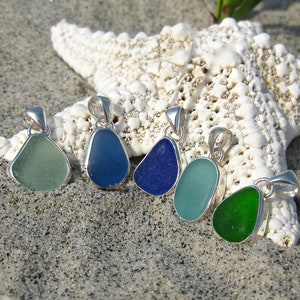 Sea Glass Necklace Sea Glass Jewelry Simple Sea Glass Sea Glass and Sterling Silver Bezel Necklace Classic Bezel Set Sea Glass image 1