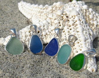 Sea Glass Necklace | Sea Glass Jewelry | Simple Sea Glass | Sea Glass and Sterling Silver Bezel Necklace  | Classic Bezel Set Sea Glass