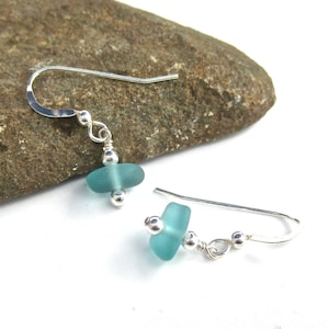 Dainty Drop Sea Glass Earrings | Sea Glass Earrings | Silver Minimalist Earrings | Earrings for Her | Bridesmaid Gift | Gift for Mom