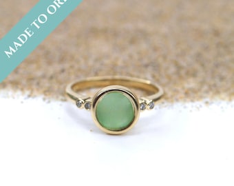 Satellite Sea Glass Engagement Ring | Alternative Engagement Ring | Sea Glass Wedding Ring | Sea Glass Engagement Ring | Engagement Ring