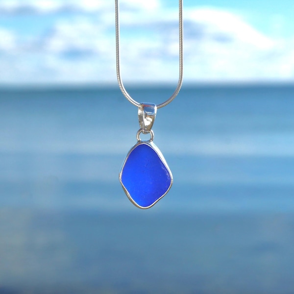 Sea Glass Necklace, Sterling Silver Beach Glass Pendant, Sea Glass Jewelry for Women, Ocean Jewelry