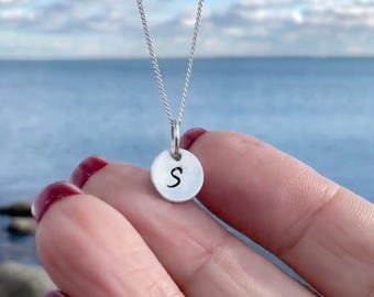 Sterling Silver Initial Charm Necklace : Choose Your Initial