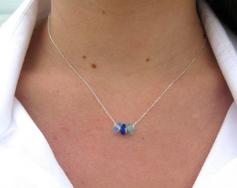 3 Stone Sea Glass Necklace | Sea Glass Jewelry | Beach Glass Necklace | Simple Sea Glass Necklace |  Everyday Necklace | Sea Glass Necklace