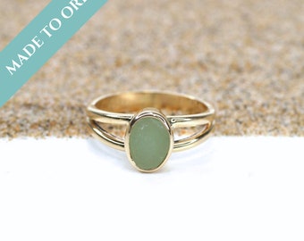Adrift Split Band Sea Glass Verlobungsring | Seeglas Ehering | Seeglas Verlobungsring | Verlobungsring | Schlichter Verlobungsring