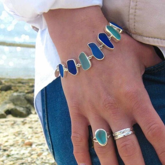 Sea glass shop bangle bracelet