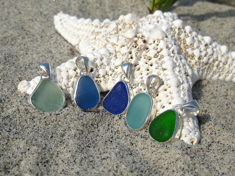 Sea Glass Necklace Sea Glass Jewelry Simple Sea Glass Sea Glass and Sterling Silver Bezel Necklace Classic Bezel Set Sea Glass image 1