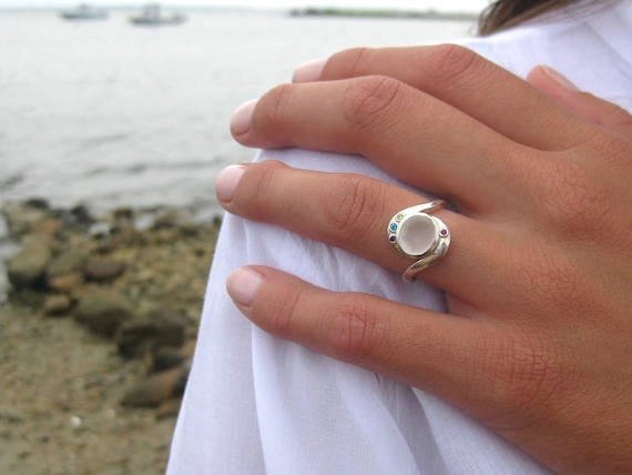 hoog Stevig Stamboom Sea Glass Mothers Ring Custom Mothers Ring Mothers Ring - Etsy