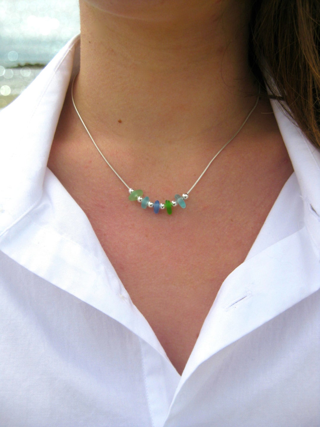 Stone Sea Glass Necklace Beach Glass Necklace Sea Glass