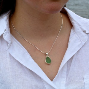 Sea Glass Necklace Sea Glass Jewelry Simple Sea Glass Sea Glass and Sterling Silver Bezel Necklace Classic Bezel Set Sea Glass image 2