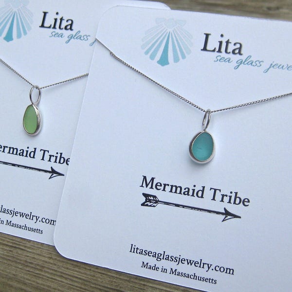 Mermaid Tribe Sea Glass Necklace | Sea Glass Jewelry | Beach Glass Jewelry | Sisters Necklaces | Bridal Jewelry | Beach Wedding Jewelry