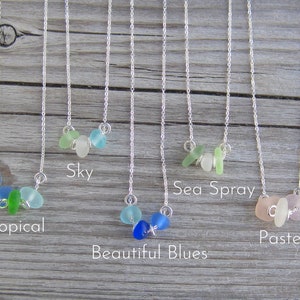 3 Stone Sea Glass Necklace Sea Glass Jewelry Beach Glass Necklace Simple Sea Glass Necklace Everyday Necklace Sea Glass Necklace image 2